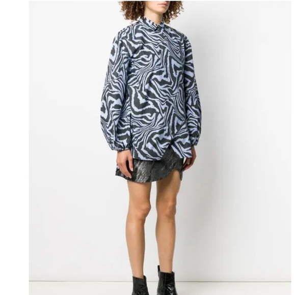 Ganni Zebra Print Wrap Blouse - Picture 3 of 7